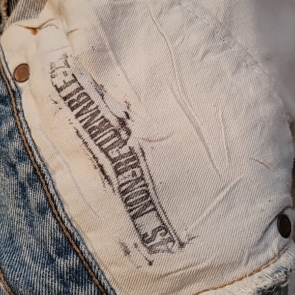 LEVI CASUAL BOHEMIAN VINTAGE SOUTHWESTERN 90's MIDI BLUE JEAN DENIM MINI SKIRT - Picture 7 of 16